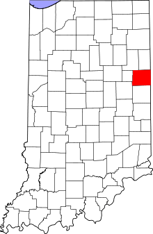 Map of Indiana highlighting Jay County