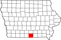 Map of Iowa highlighting Wayne County