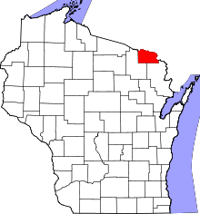 Map of Wisconsin highlighting Florence County